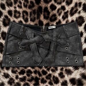 Killstar Black Mini Skirt with Bow and Eyelet Details